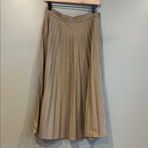 Zara Gold Pleated Midi Skirt A-Line